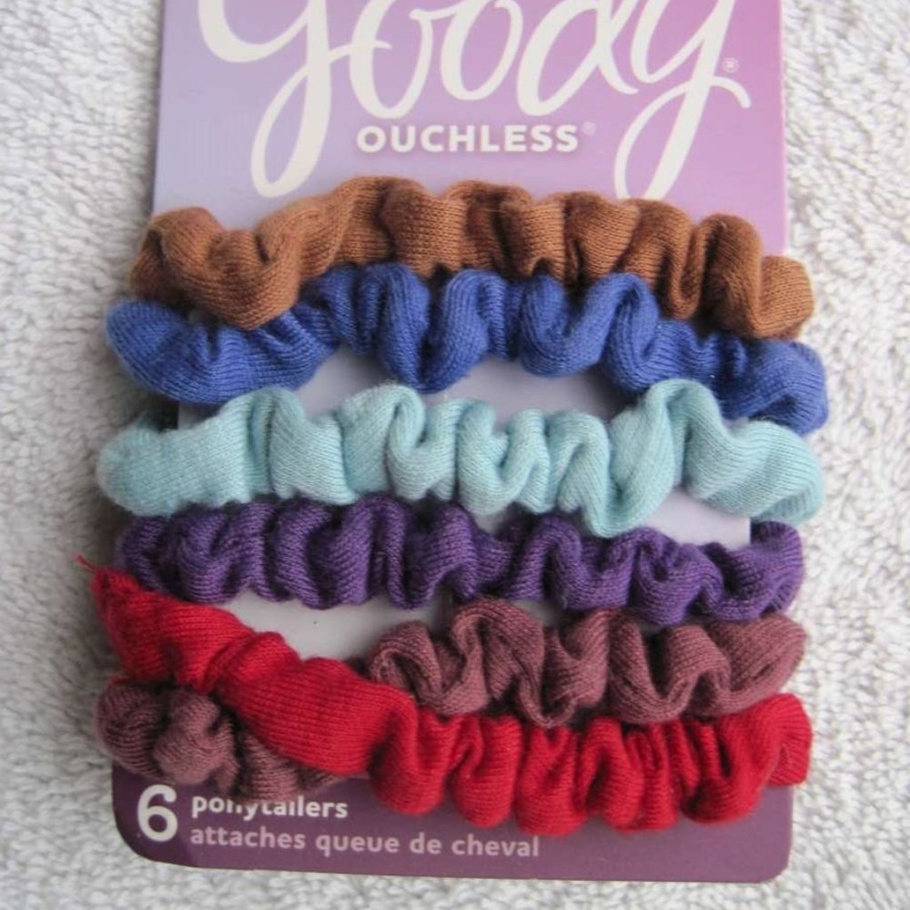 6 Goody Ouchless No Metal Elastic Ponytailer Hair Bands Soft Jersey Fabric Pony